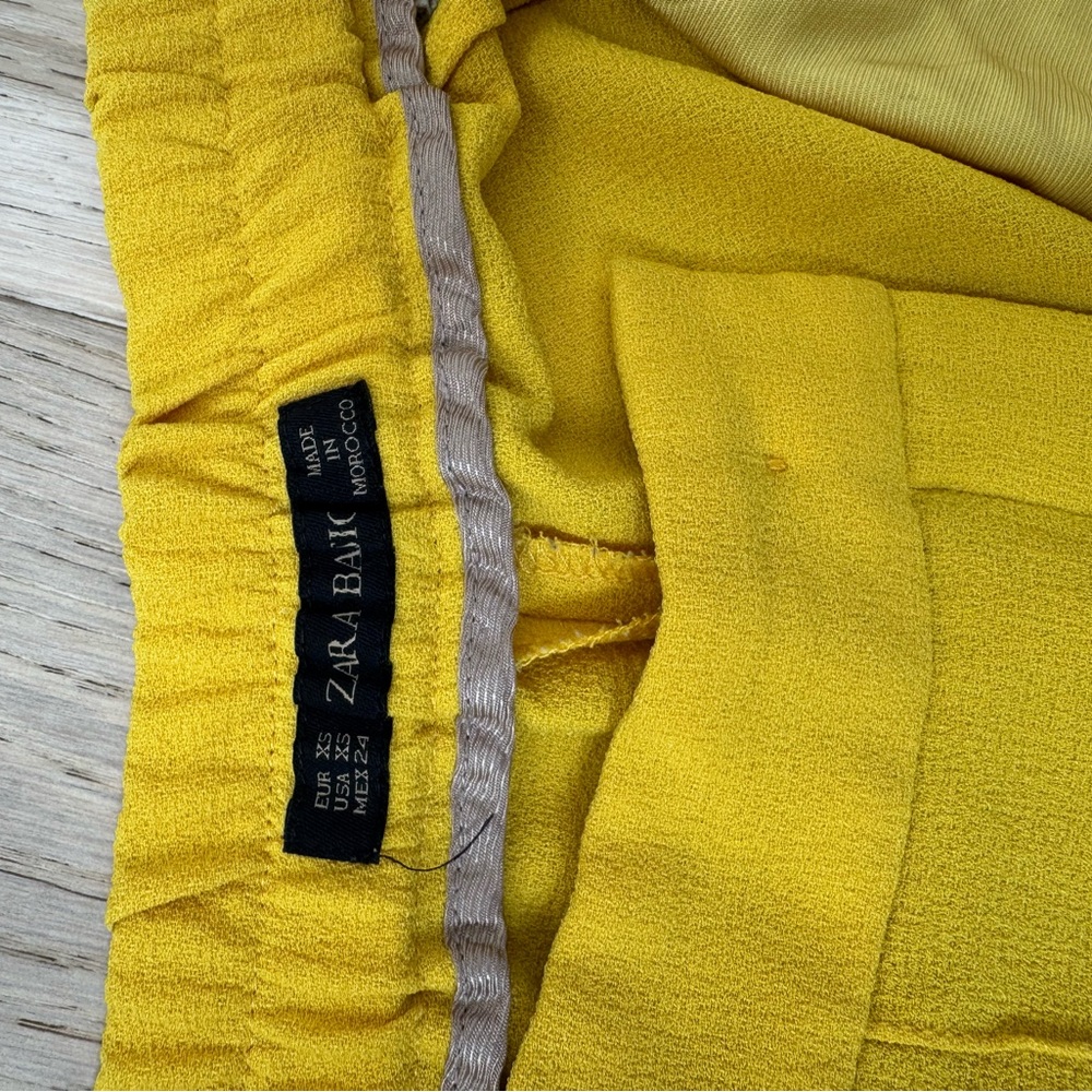 Zara Yellow Textured Shorts with Silver Detail